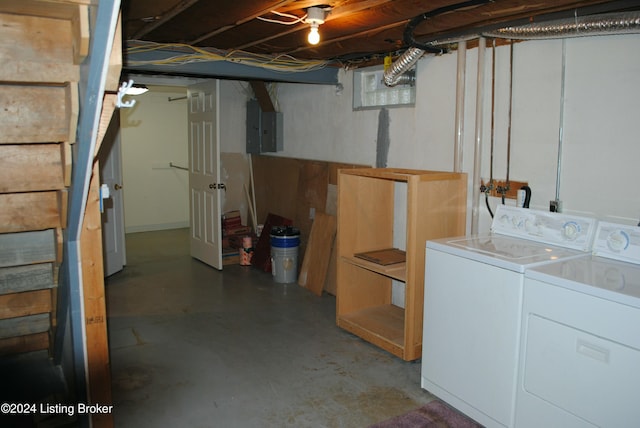 basement featuring separate washer and dryer