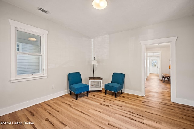 living area with light wood-type flooring