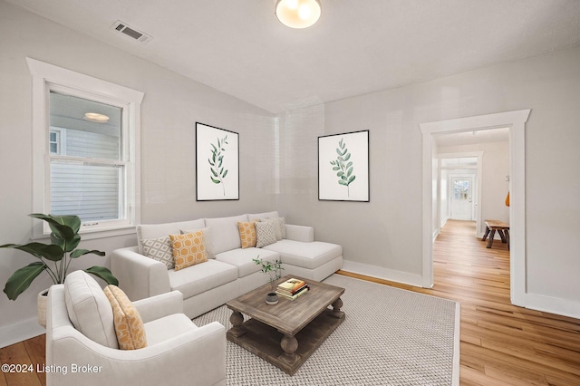 living room featuring light hardwood / wood-style floors