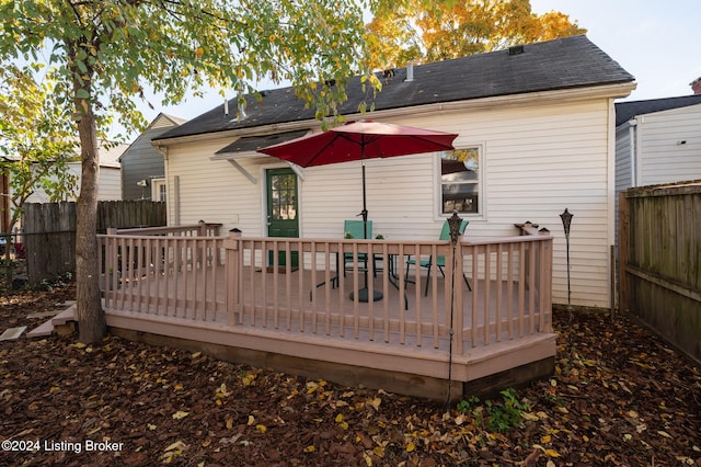 rear view of house with a deck