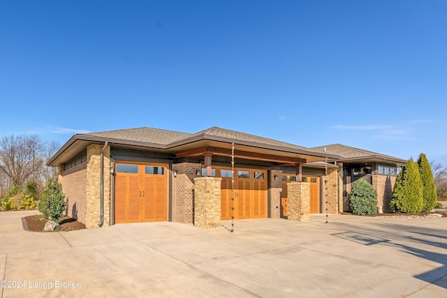 prairie-style house with a garage