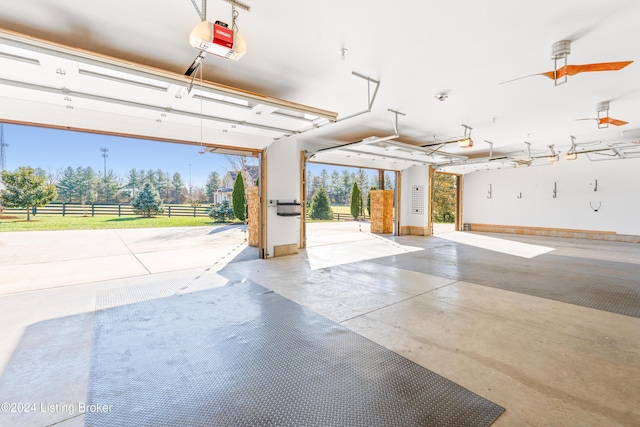 garage with a garage door opener