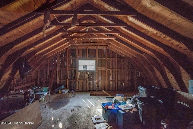 view of unfinished attic