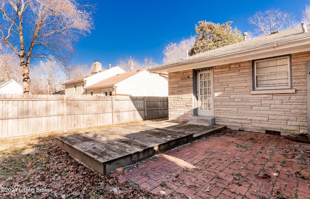 view of patio featuring a wooden deck