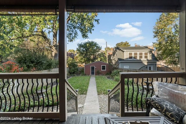 deck with a lawn