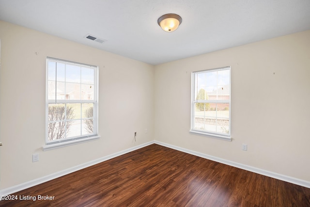 empty room featuring wood-type flooring and plenty of natural light