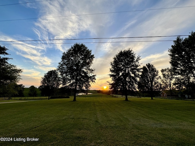 view of yard at dusk