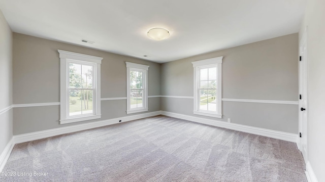 empty room featuring light carpet and plenty of natural light