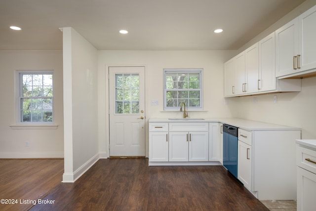 kitchen featuring white cabinets, dishwasher, and a healthy amount of sunlight