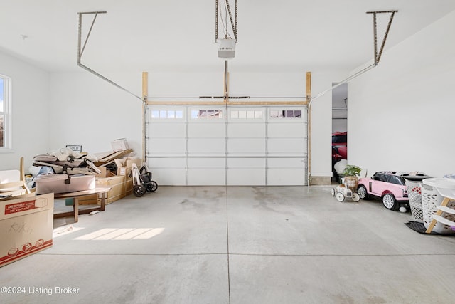 garage with a garage door opener