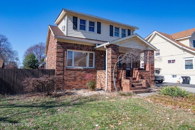 view of front of property with a front yard