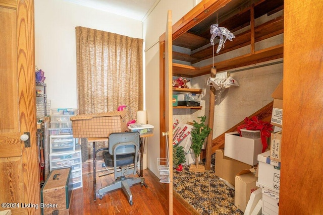 home office featuring hardwood / wood-style floors