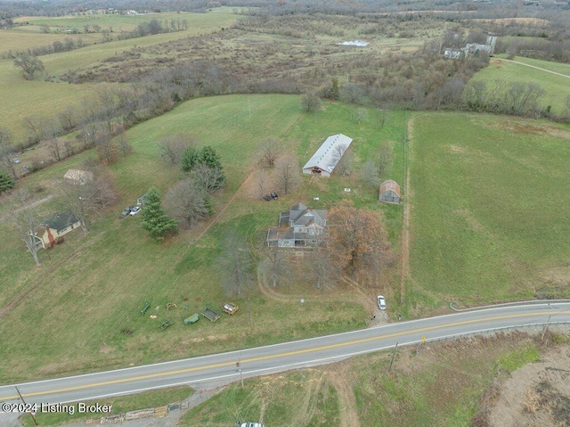 drone / aerial view with a rural view