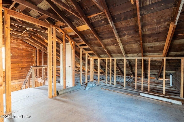 view of unfinished attic