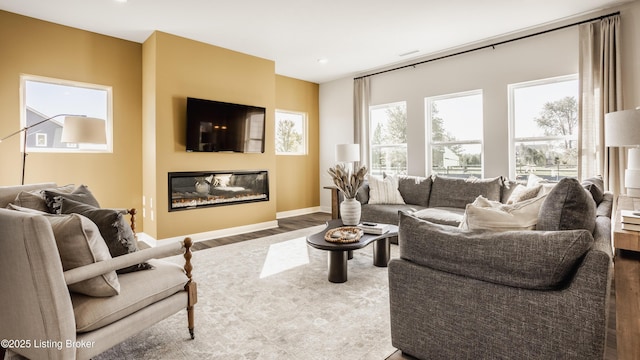 living room with wood-type flooring