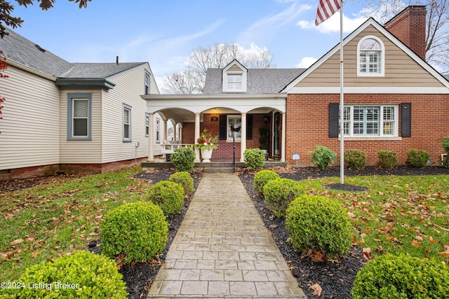 view of front of property with a porch