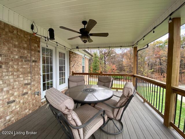 wooden terrace with ceiling fan