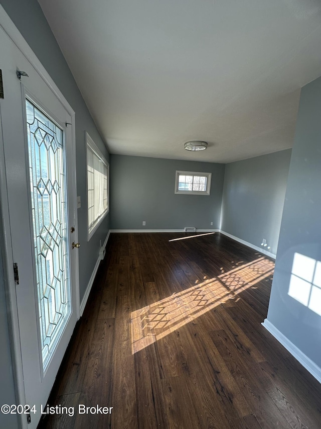 foyer entrance with dark hardwood / wood-style flooring and a wealth of natural light