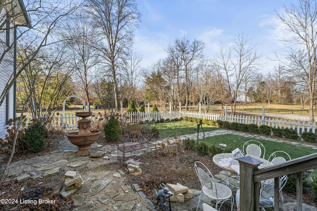 view of yard with a water view