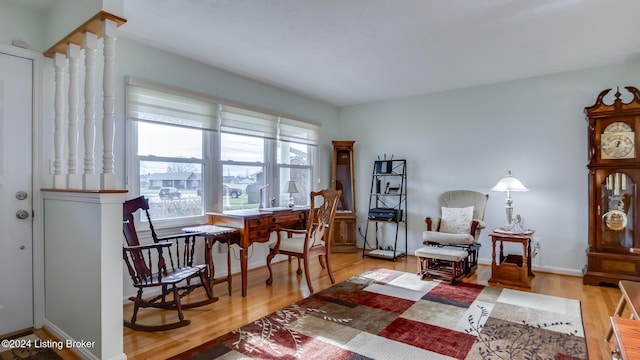 living area featuring hardwood / wood-style flooring