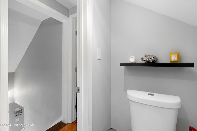 bathroom featuring hardwood / wood-style flooring and toilet