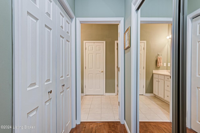 hall featuring light hardwood / wood-style flooring