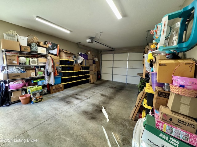 garage with a garage door opener