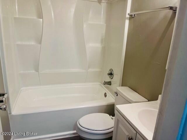 full bathroom featuring vanity, toilet, and shower / bathtub combination