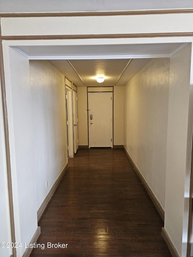 hall featuring dark hardwood / wood-style floors