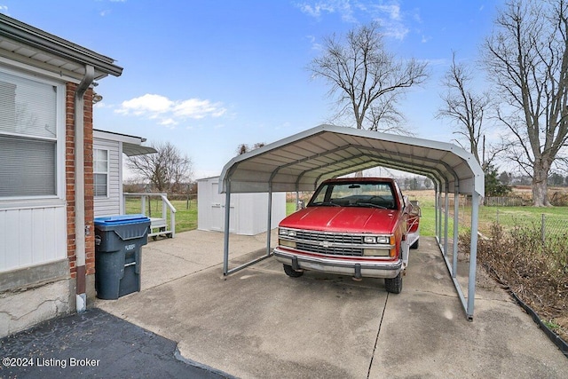 view of parking / parking lot with a carport