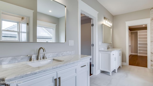 bathroom featuring wood-type flooring and vanity