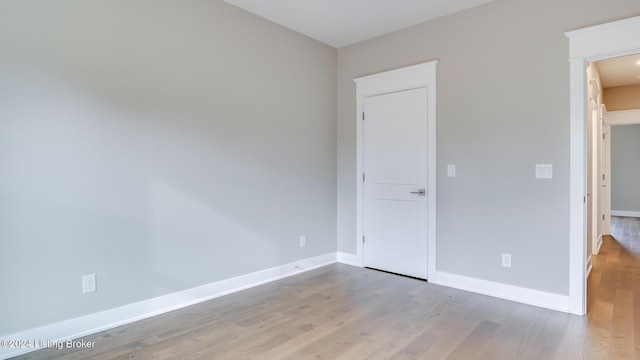 unfurnished bedroom with light hardwood / wood-style floors