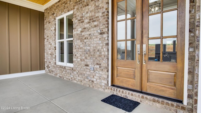 view of exterior entry with french doors