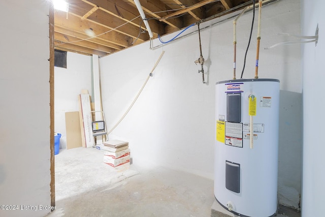 basement with water heater