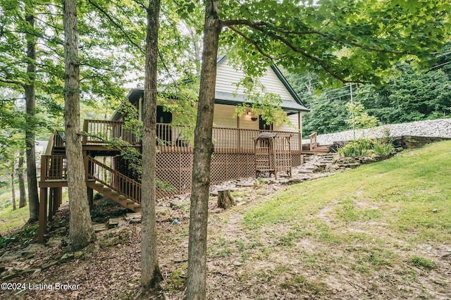 view of yard with a deck