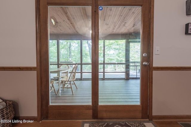 315 Timberlake Ln, Mcdaniels, KY 40152 - doorway to outside with plenty of natural light and wooden ceiling