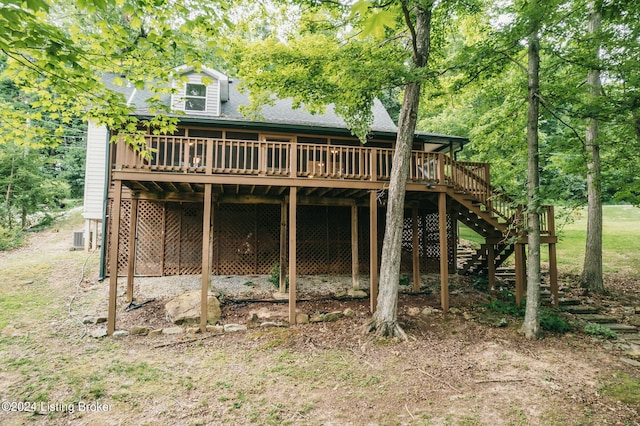 315 Timberlake Ln, Mcdaniels, KY 40152 - rear view of property with a wooden deck, stairs, and a shingled roof