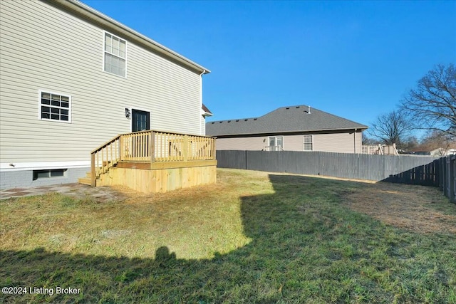 view of yard with a deck