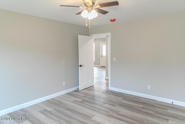 363 S Hamilton Ave, Hanover, IN 47243 - spare room with light wood-style floors and a ceiling fan