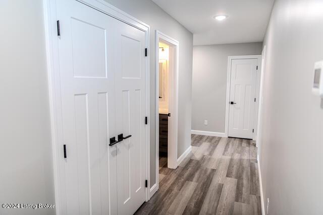 363 S Hamilton Ave, Hanover, IN 47243 - corridor with dark wood-style floors and recessed lighting