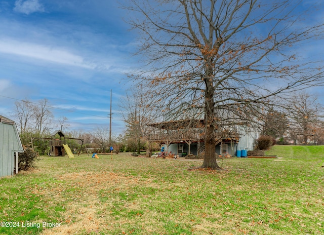 view of yard with a playground