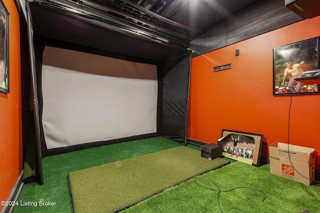 recreation room featuring golf simulator