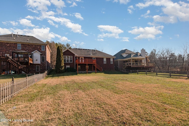 view of yard featuring a deck