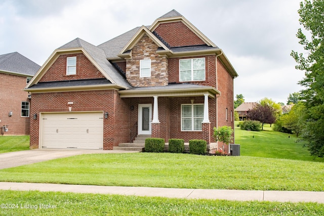 craftsman-style house with a garage and a front yard