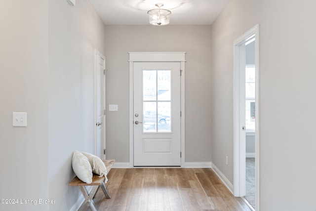 entryway with light wood-type flooring