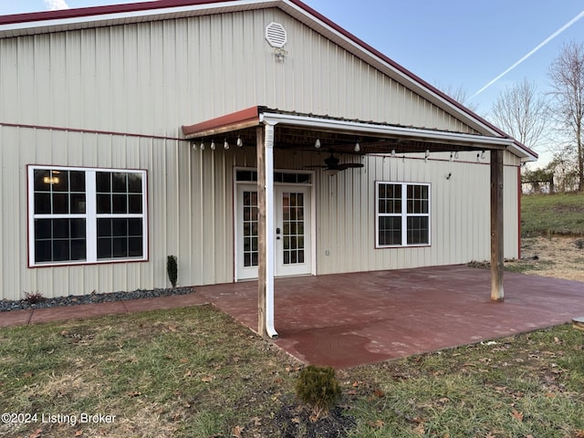 exterior space featuring a patio and ceiling fan