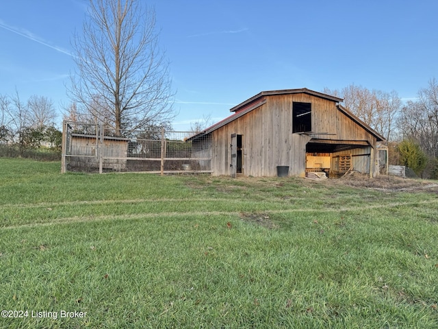 exterior space with an outbuilding