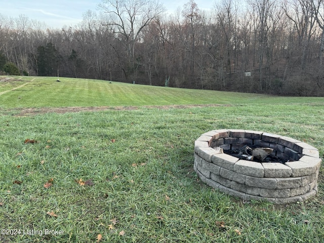 view of yard featuring a fire pit