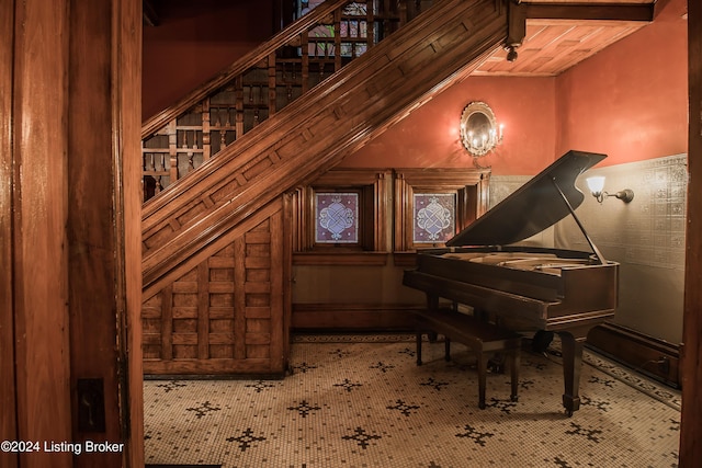 miscellaneous room featuring wooden ceiling