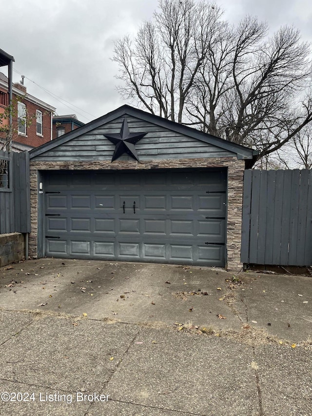 view of garage